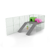 Zippi plattform med to ramper et ly og en tunnel og en Caddi