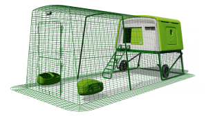 Eglu Cube Mk2 med 3 meter hønsegård og hjul -  bladgrønn