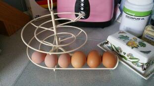 De første eggene våre på eggskjelettet vårt!! jeg elsker det!! x