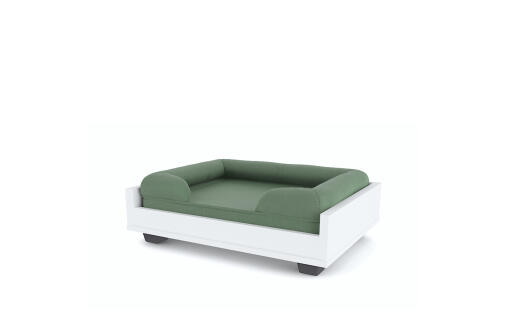 En grønn memory foam-støtteseng på en Fido sofa, størrelse 24