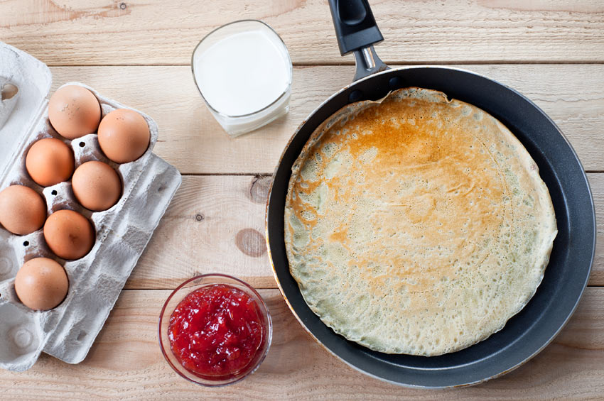A delicious cooked pancake made with fresh free range eggs